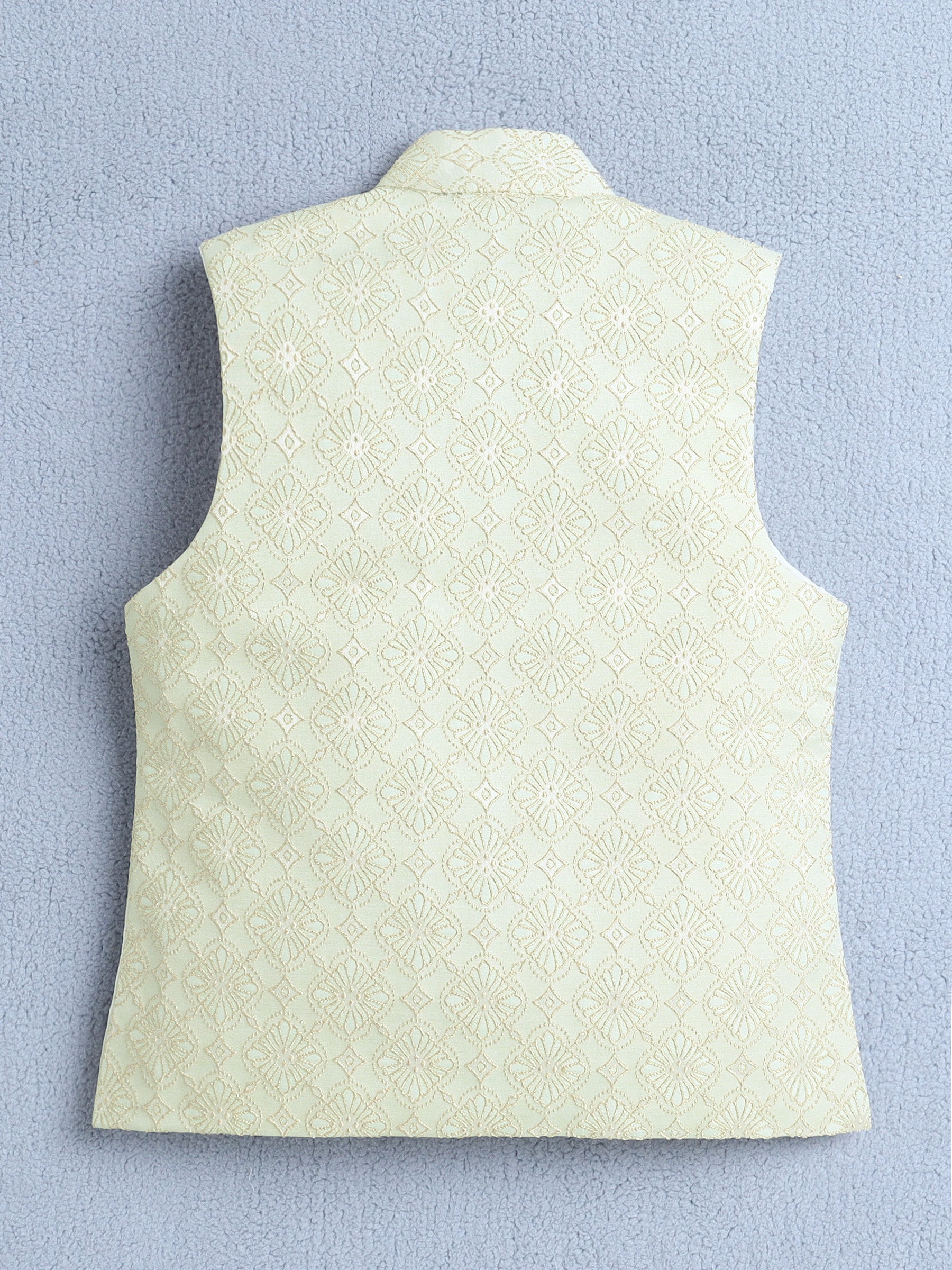 Ahhaaaa Boys Jacquard Sherwani Set | Gold, Pink, Green | Ethnic Party Wear 2-11Y