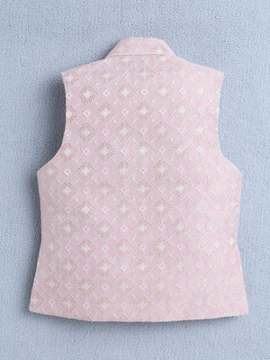 Ahhaaaa Boys Jacquard Sherwani Set | Gold, Pink, Green | Ethnic Party Wear 2-11Y