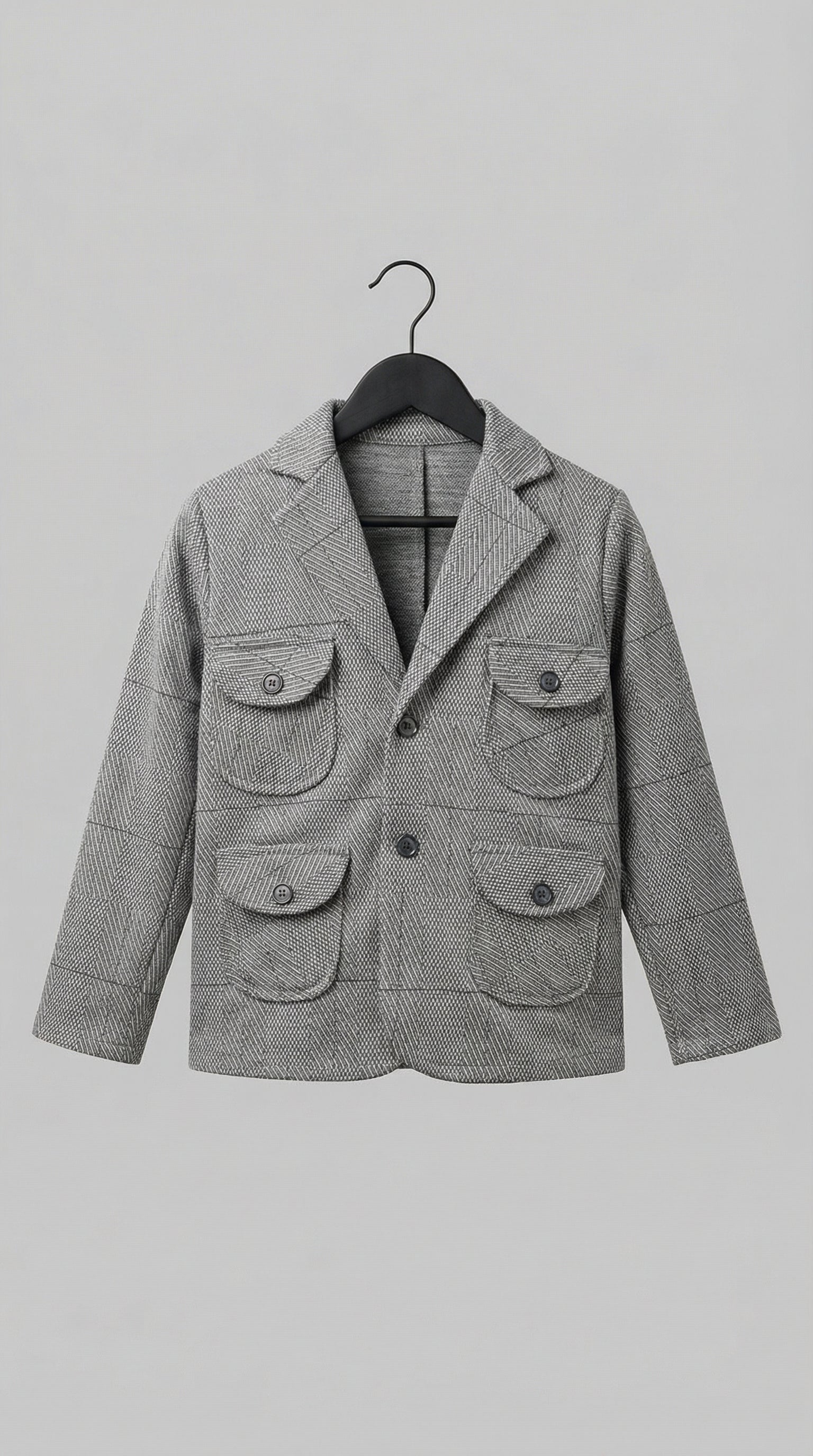 Ahhaaaa Boys' Japani Silk Indo-Western Safari Suit Set (Beige and Grey)