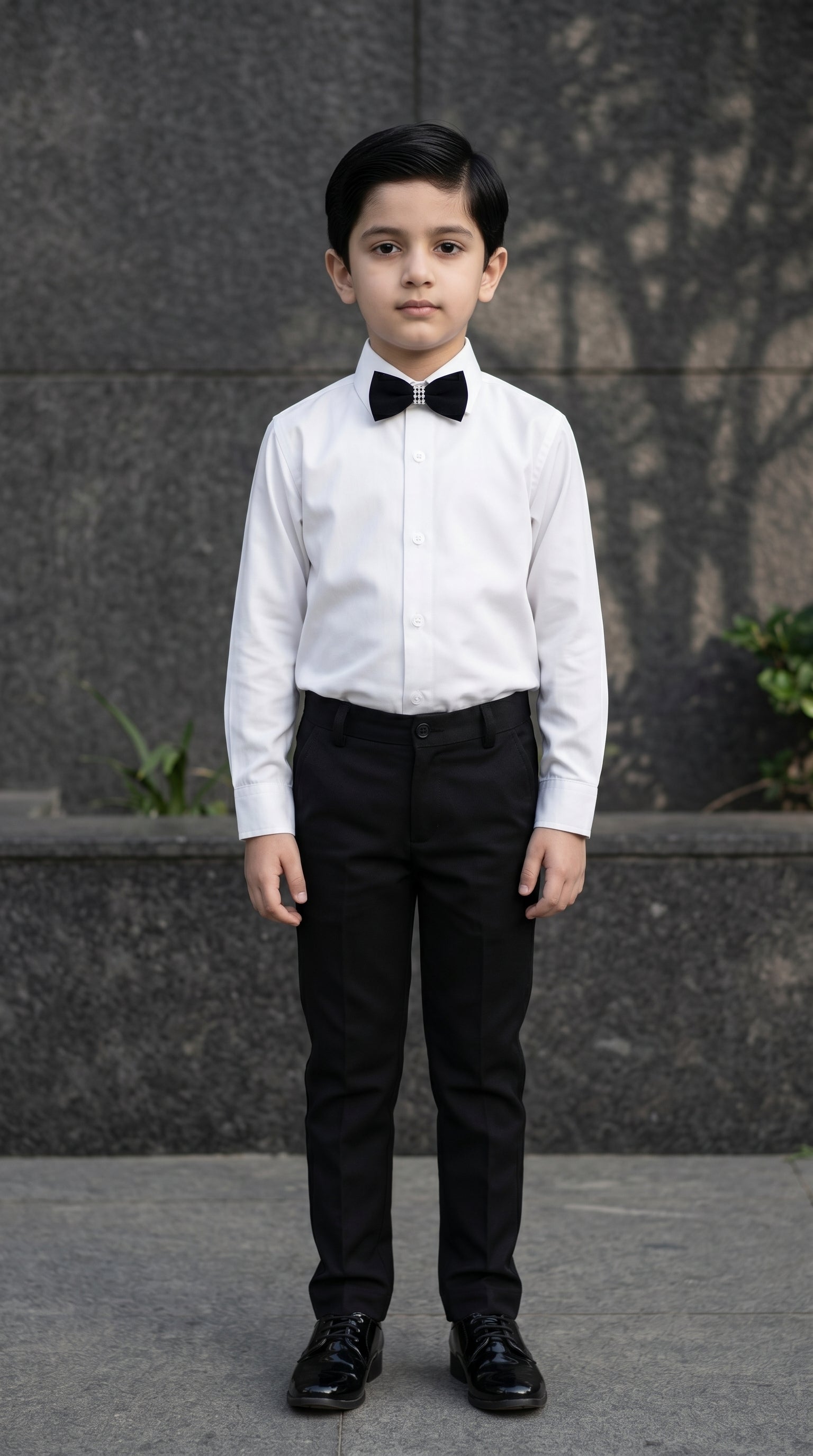 Ahhaaaa Boys 3-Piece Formal Waistcoat Suit Set with Shirt & Bow Tie - Black, Navy, Wine (2-8 Years)