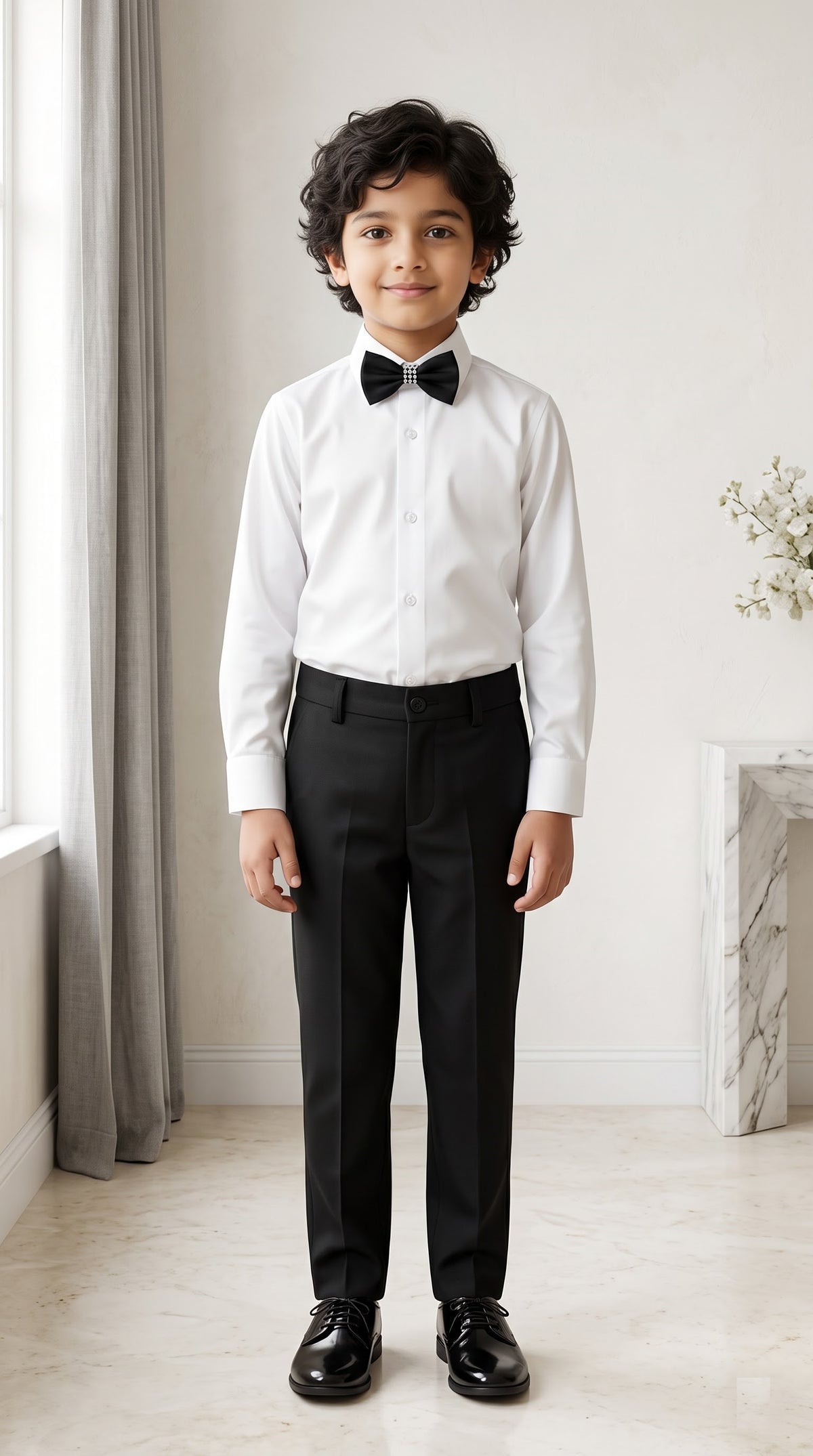 Ahhaaaa Boys Waistcoat Suit Set with Shirt Bow Tie and Pant for Kids