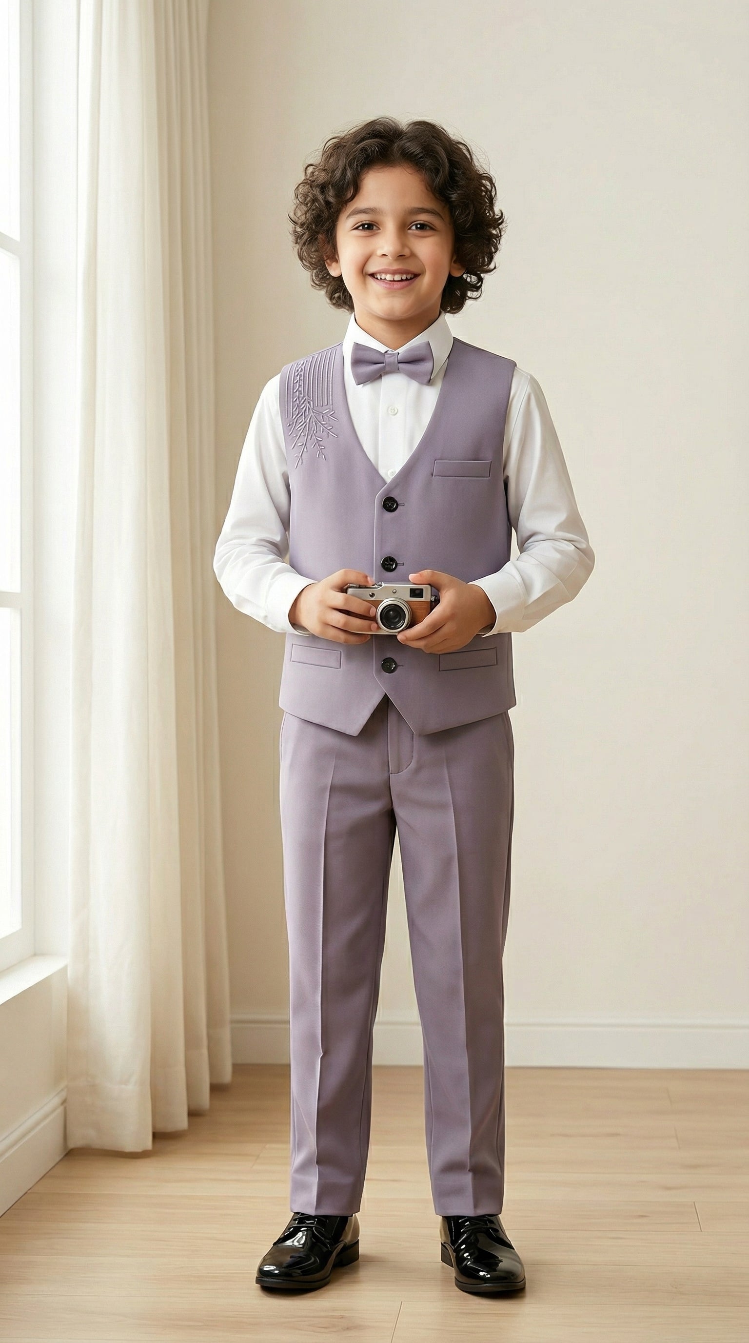 Ahhaaaa Boys' Luxury Japani Silk 3-Piece Waistcoat Set | Designer Striped & Textured Party Wear (2-8 Years)