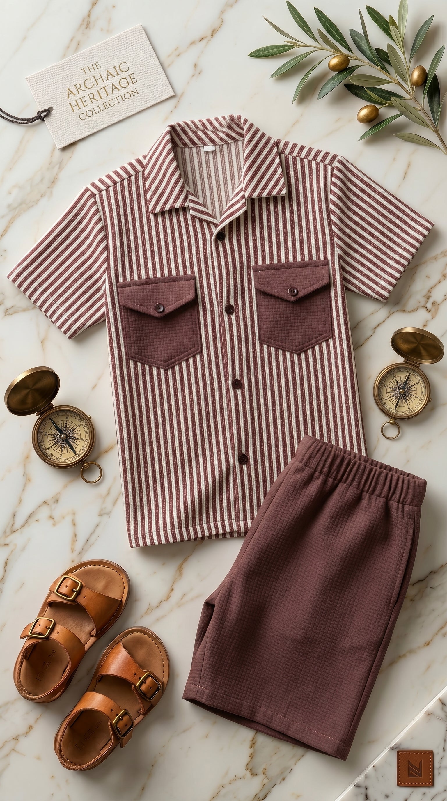 Ahhaaaa Boys 2-Piece Striped Textured Co-ord Set - Shirt & Shorts (Green, Pink, Grey)