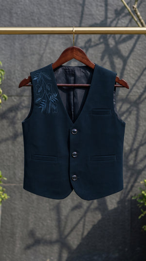 Ahhaaaa Boys 3-Piece Formal Waistcoat Suit Set with Shirt & Bow Tie - Black, Navy, Wine (2-8 Years)