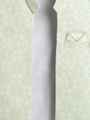 Ahhaaaa Boys Jacquard Sherwani Set | Gold, Pink, Green | Ethnic Party Wear 2-11Y