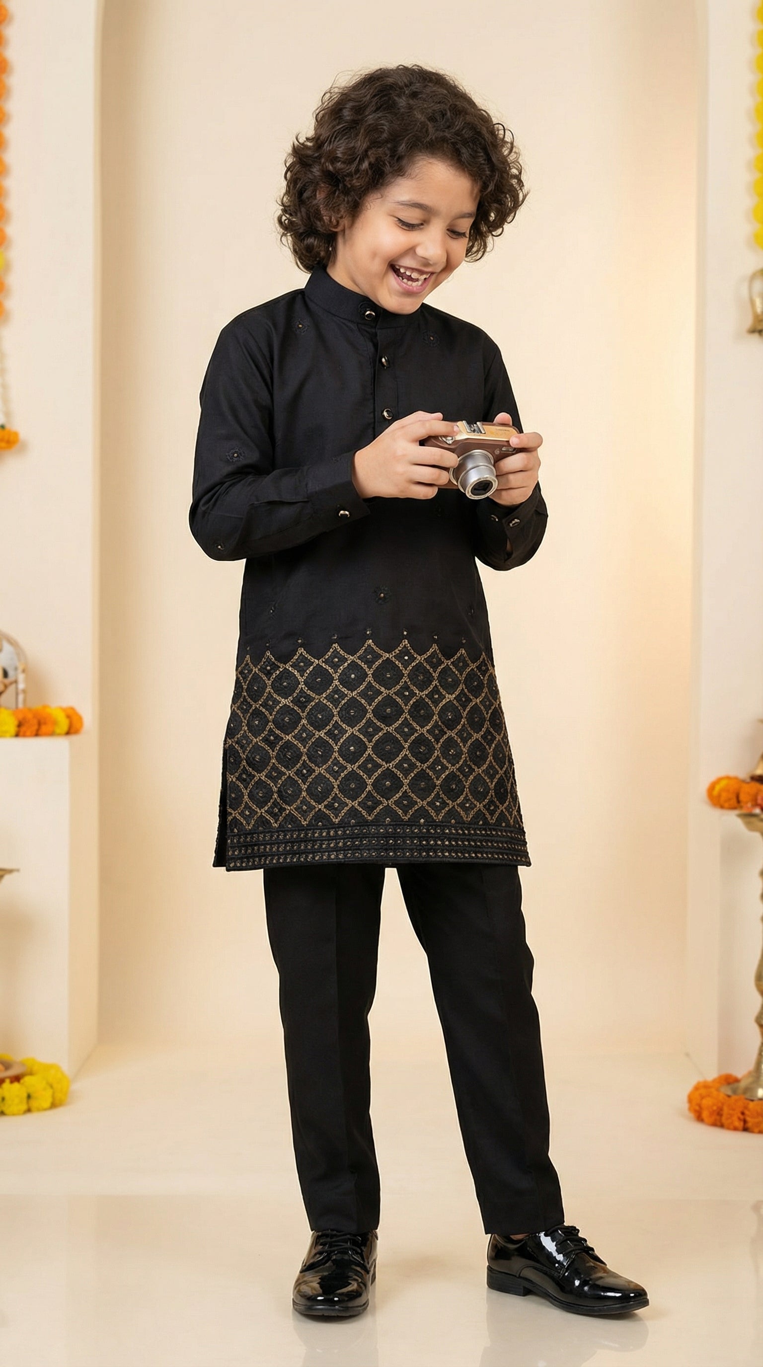 Ahhaaaa Boys Premium Viscose Kurta Set: Elegant Embroidered Festive Wear for Ages 2-11