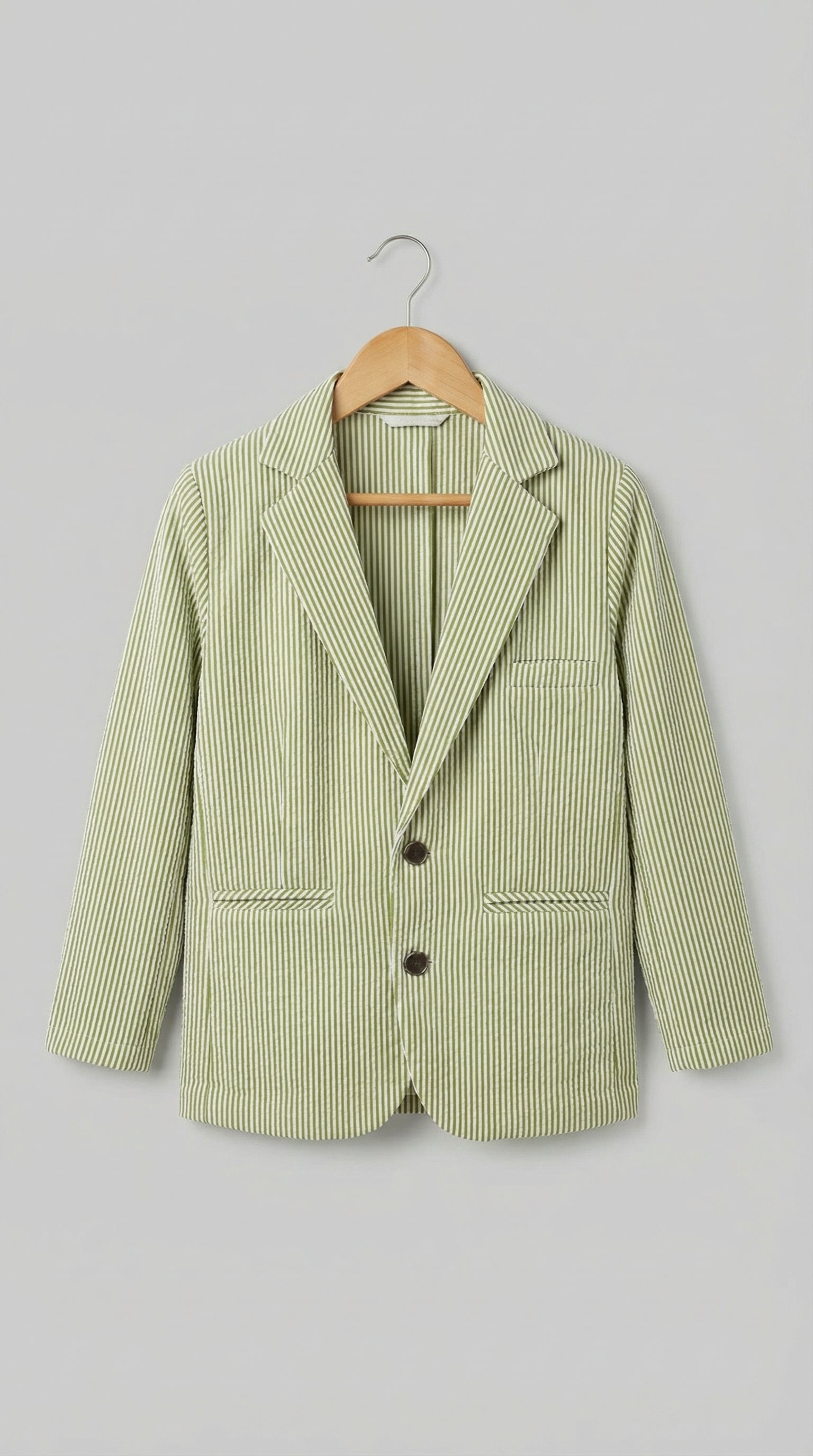 Ahhaaaa Boys' Luxury Japani Silk Striped Indo-Western Blazer & Trouser Set (Ages 2-8Y)