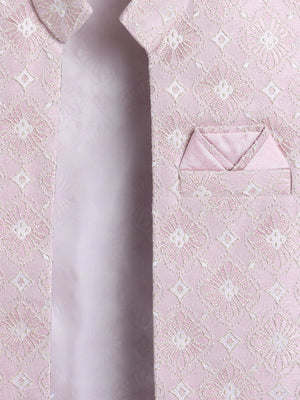 Ahhaaaa Boys Jacquard Sherwani Set | Gold, Pink, Green | Ethnic Party Wear 2-11Y