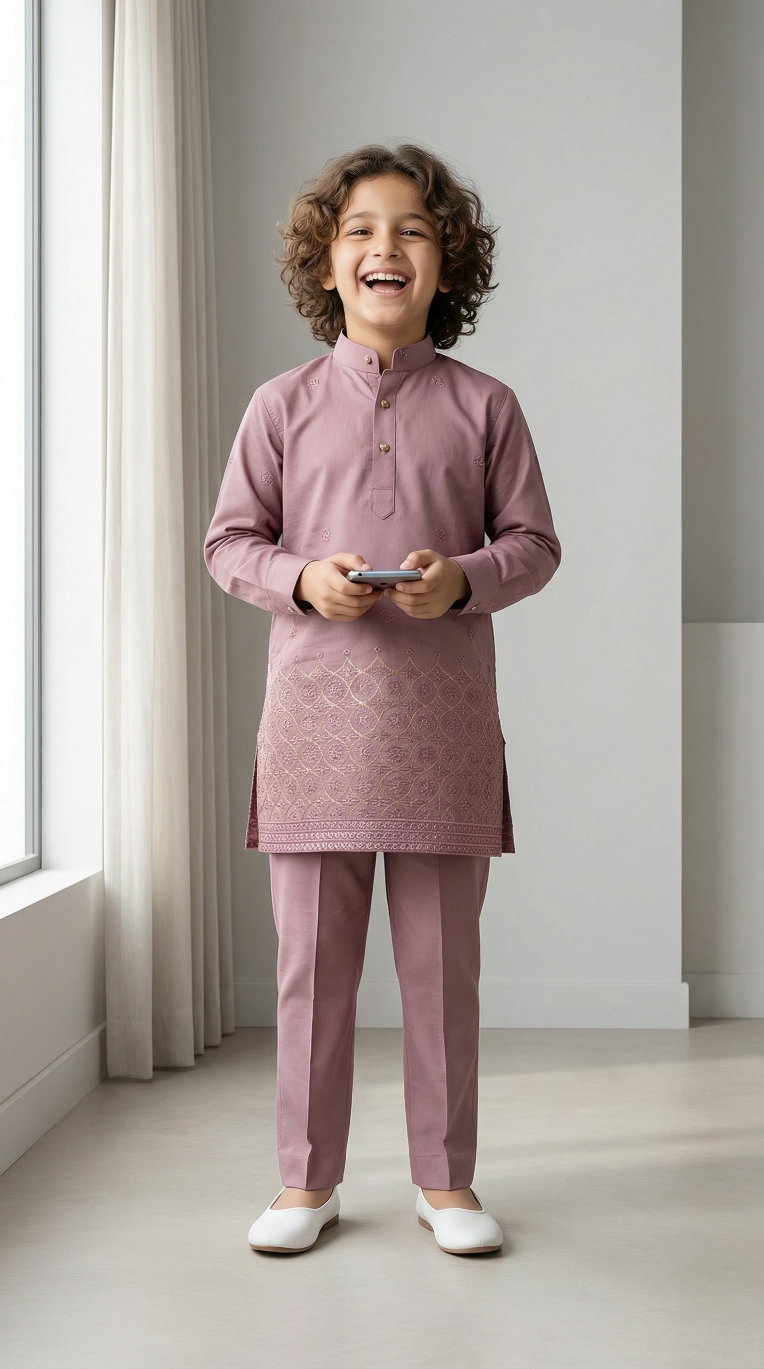 Ahhaaaa Boys Premium Viscose Kurta Set: Elegant Embroidered Festive Wear for Ages 2-11