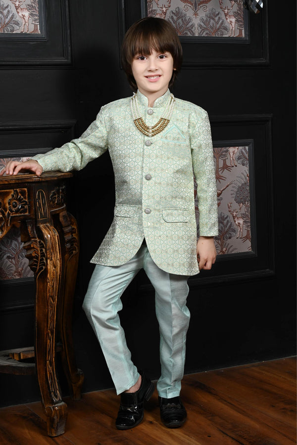 Ahhaaaa Kids Ethnic Indo-Western 2-Piece Traditional Wedding Jodhpuri Style Sherwani For Boys