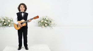 Ahhaaaa Boys Luxury Black Japani Silk Tuxedo Suit with Shoulder Embroidery (2-8 Years)