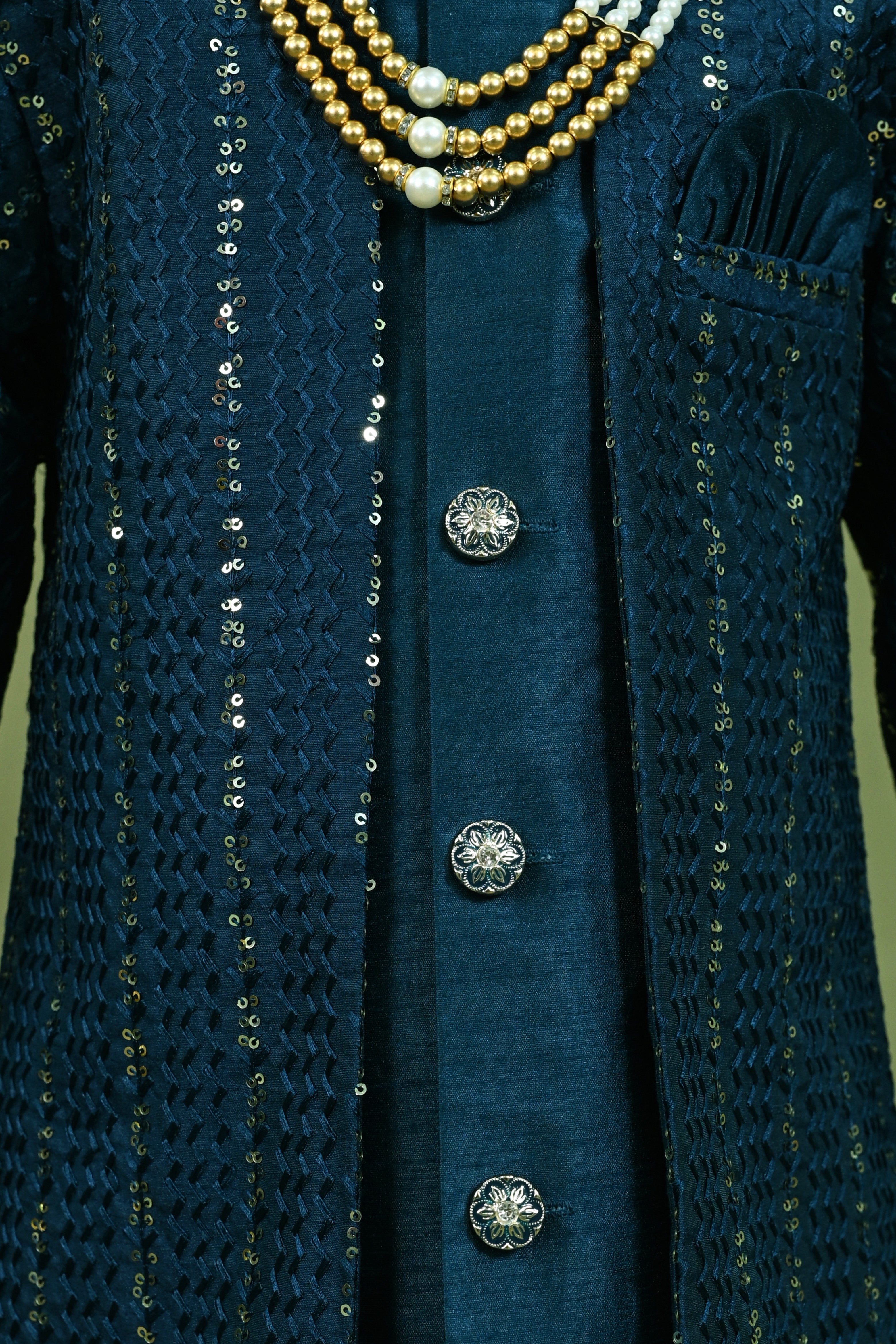 Ahhaaaa Boys Kurta Set with Attached Sequin Jacket for Wedding and Festivals