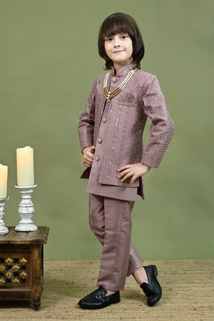 Ahhaaaa Boys Kurta Set with Attached Sequin Jacket for Wedding and Festivals