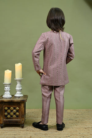 Ahhaaaa Boys Kurta Set with Attached Sequin Jacket for Wedding and Festivals