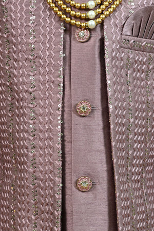 Ahhaaaa Boys Kurta Set with Attached Sequin Jacket for Wedding and Festivals