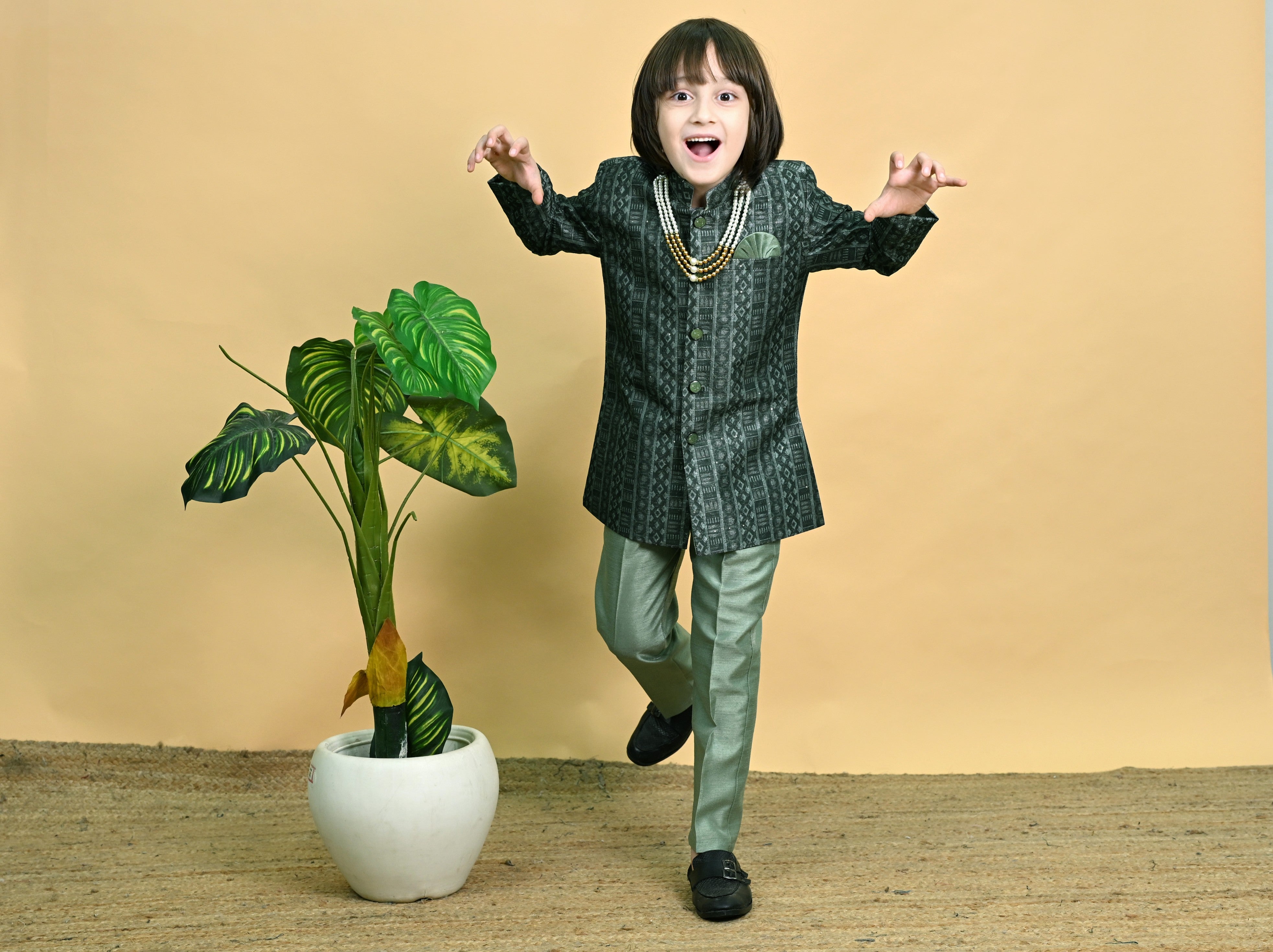Ahhaaaa Boys Indo-Western Sherwani Set | Kids Jodhpuri Style Achkan for Wedding