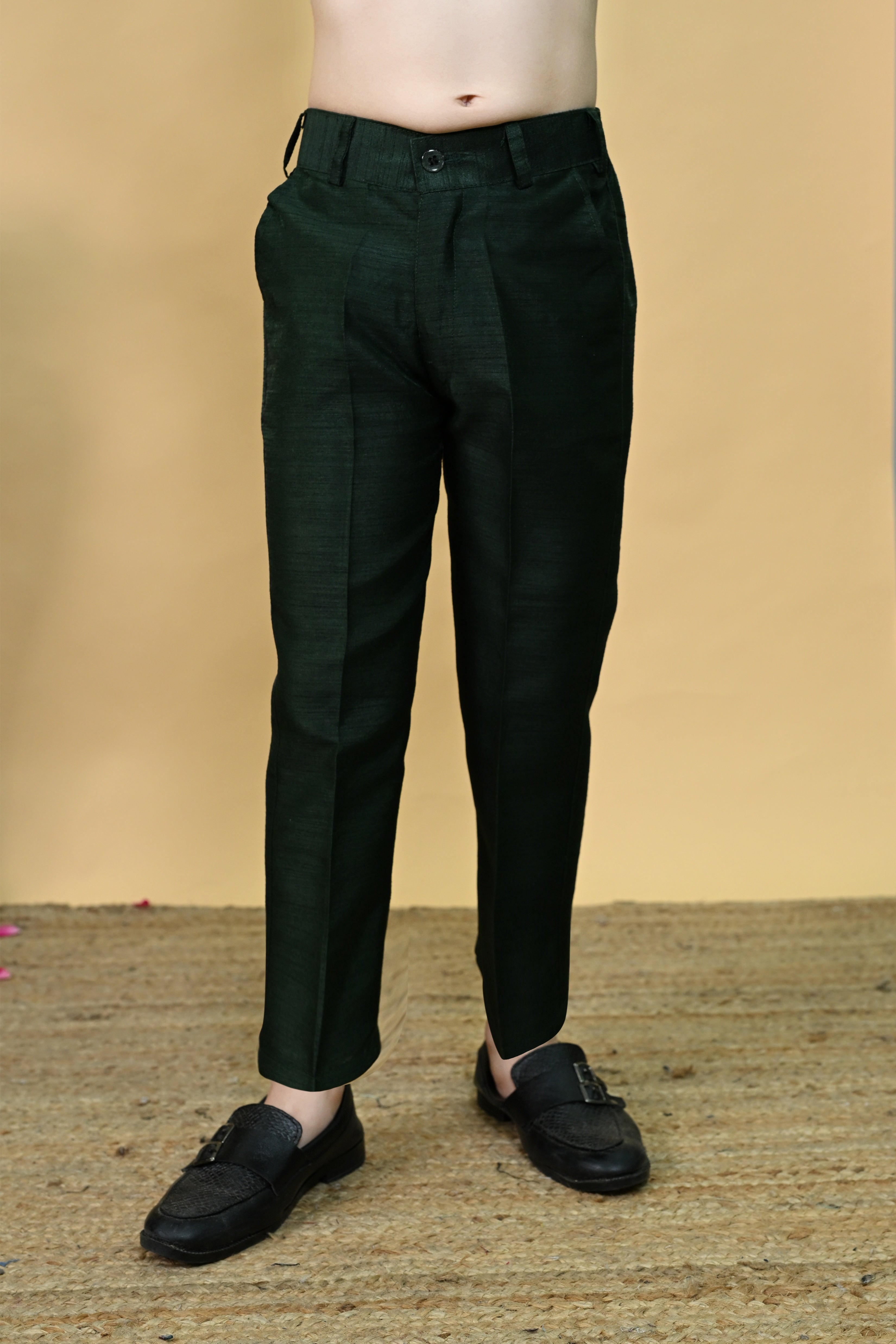 Ahhaaaa Boys' Woven Brocade Jodhpuri Bandhgala Suit Set with Pearl Mala | Kids Indo-Western Ethnic Festive