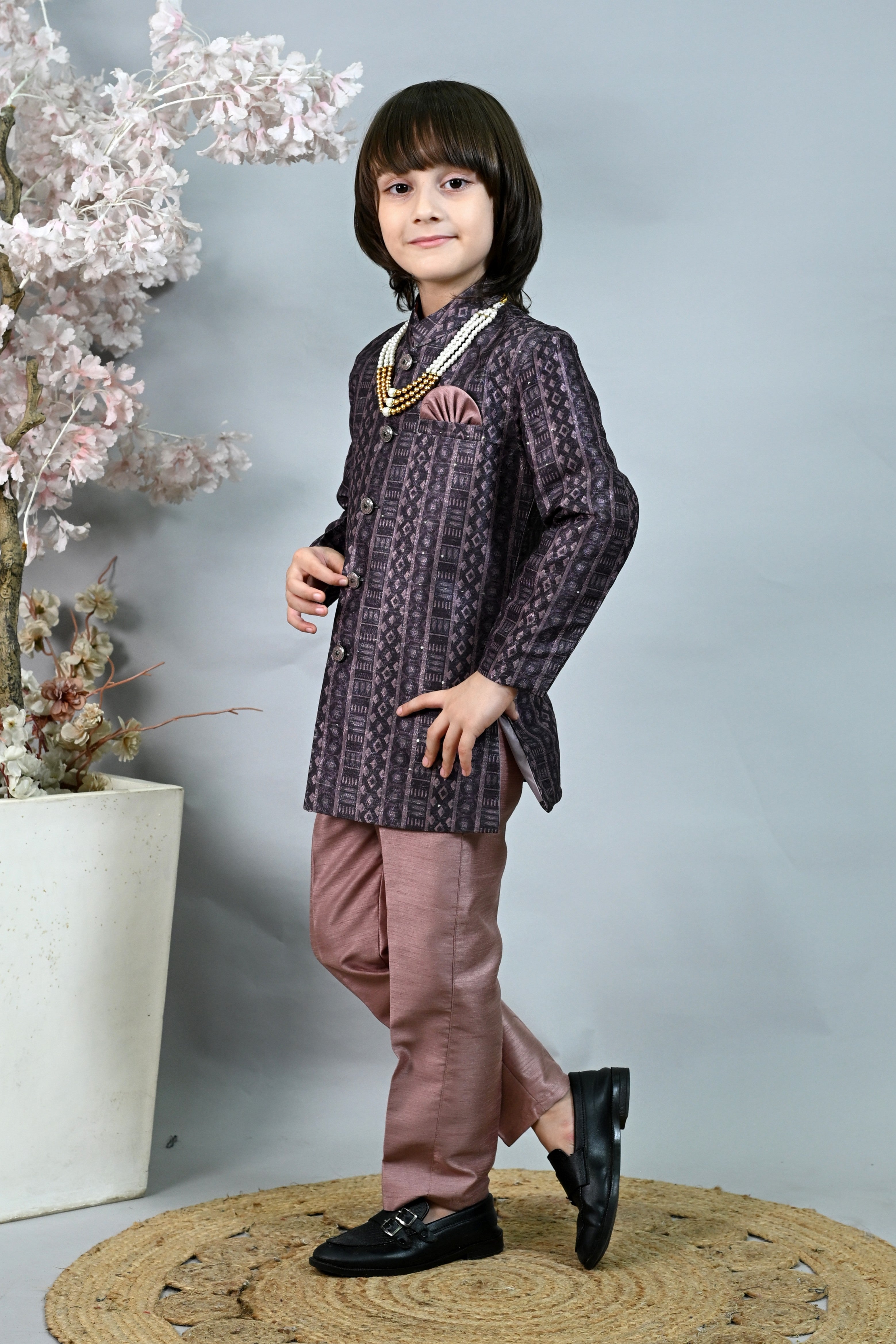 Ahhaaaa Boys Indo-Western Sherwani Set | Kids Jodhpuri Style Achkan for Wedding