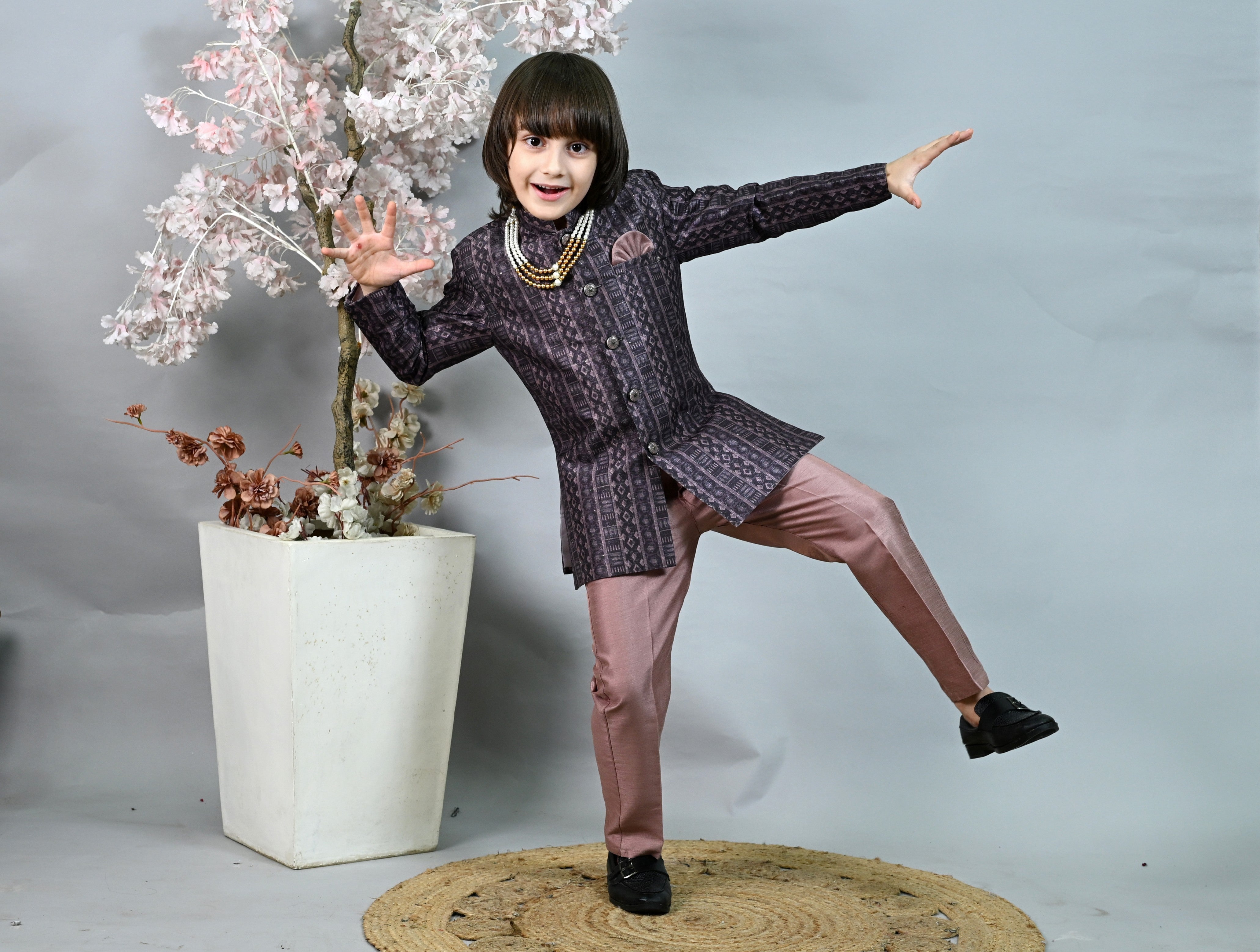 Ahhaaaa Boys Indo-Western Sherwani Set | Kids Jodhpuri Style Achkan for Wedding