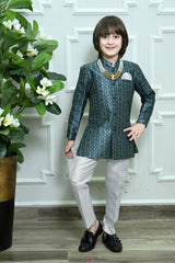 Ahhaaaa Boys Indo-Western Sherwani Set | Kids Jodhpuri Style Achkan for Wedding Gray