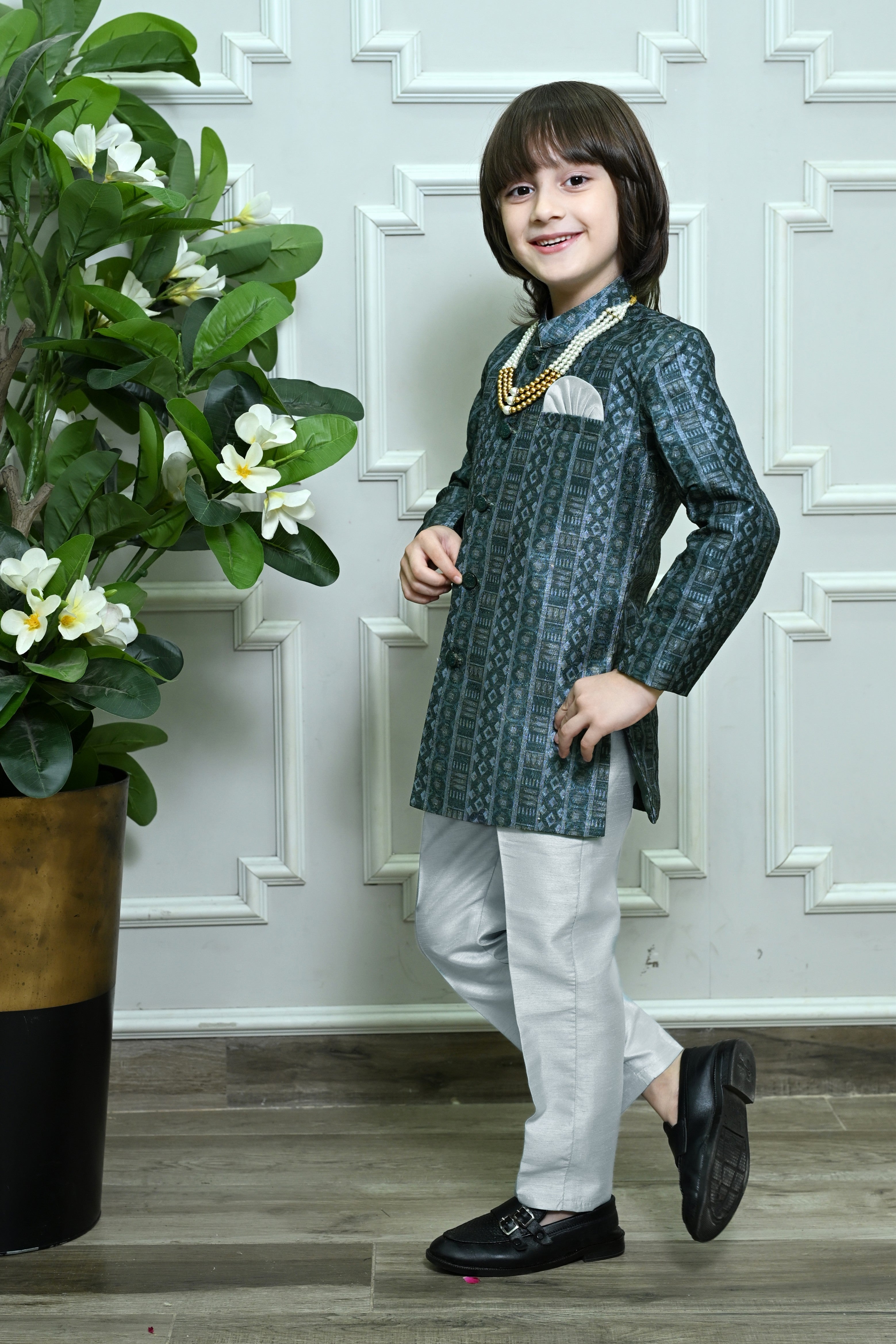 Ahhaaaa Boys Indo-Western Sherwani Set | Kids Jodhpuri Style Achkan for Wedding