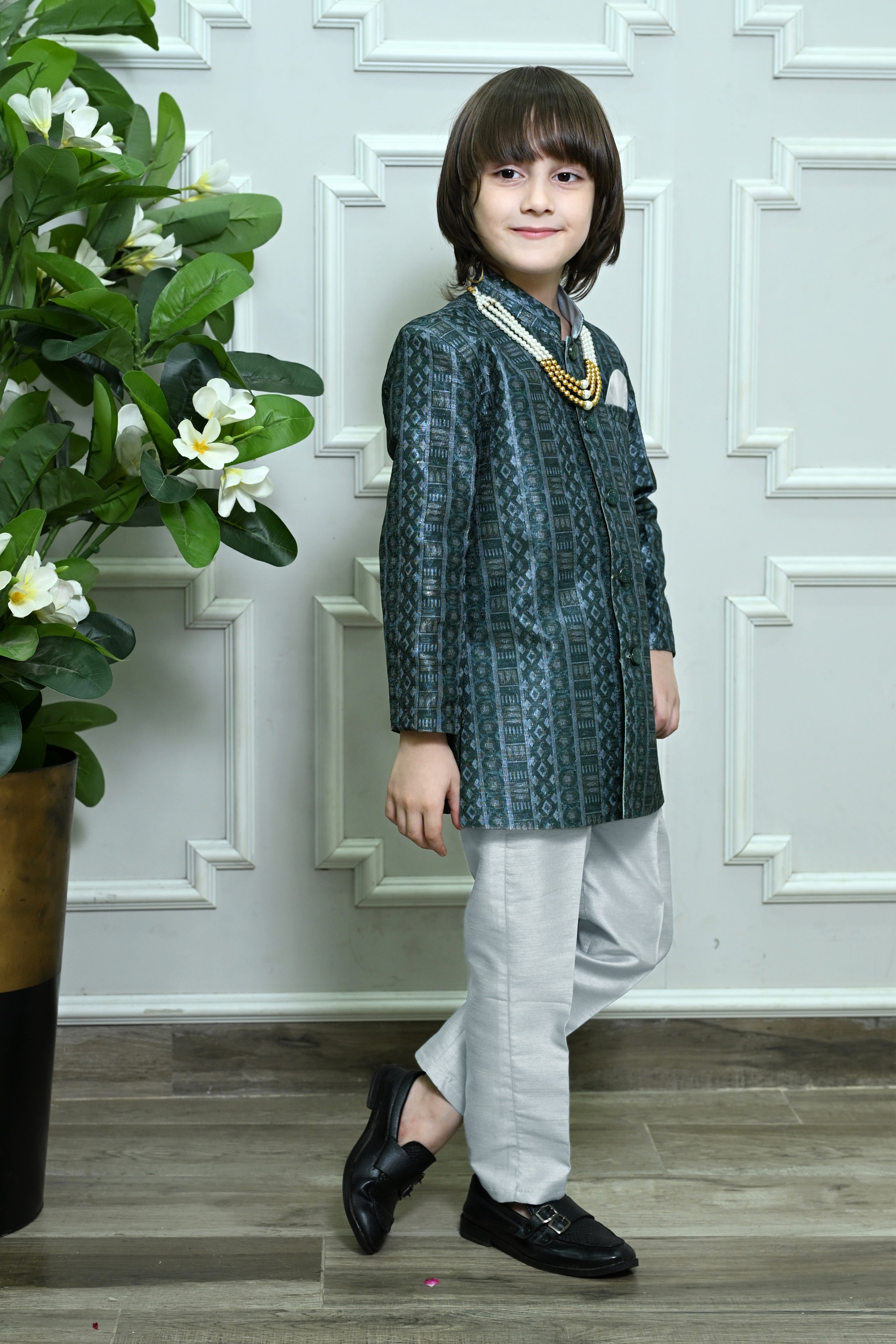 Ahhaaaa Boys Indo-Western Sherwani Set | Kids Jodhpuri Style Achkan for Wedding