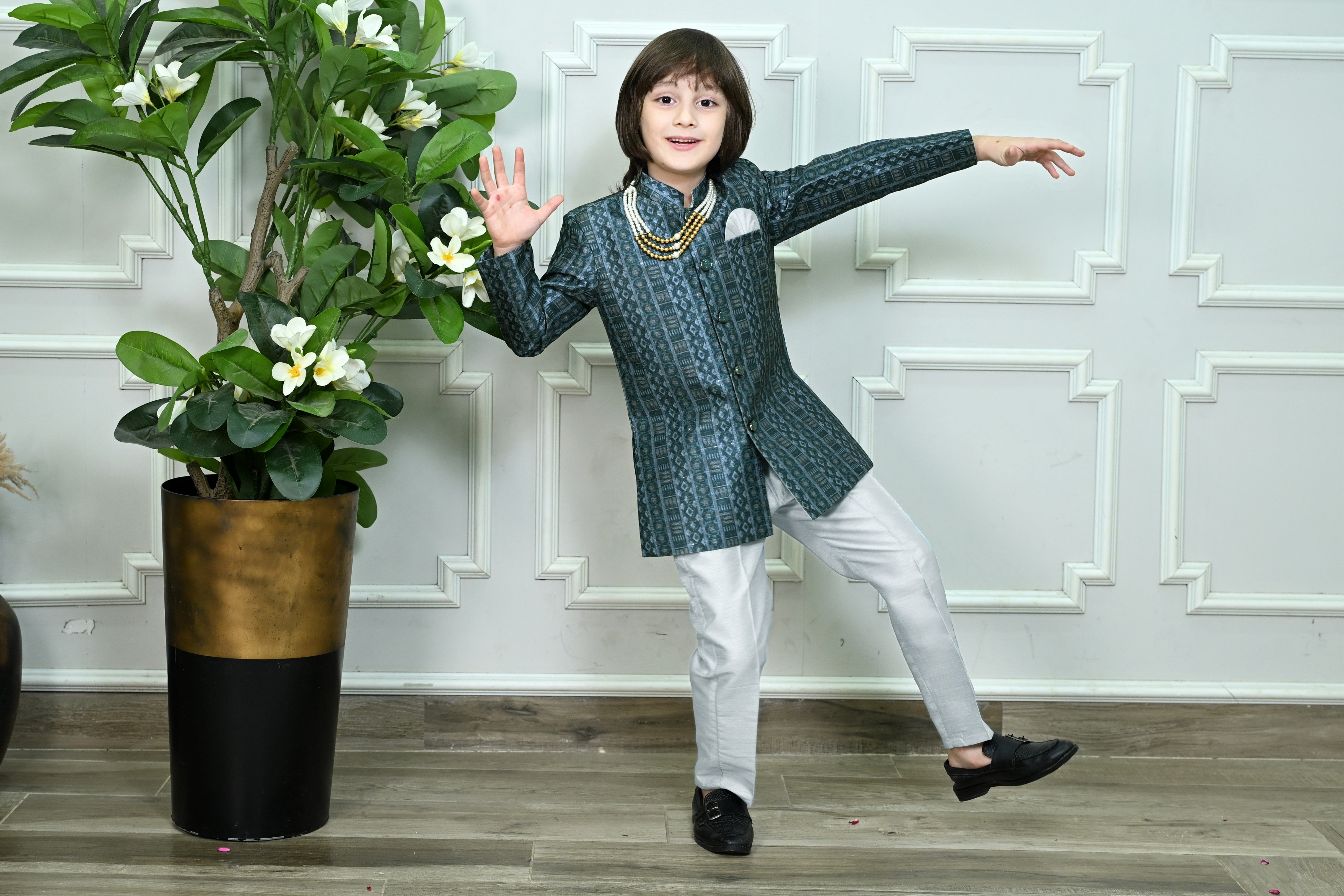 Ahhaaaa Boys Indo-Western Sherwani Set | Kids Jodhpuri Style Achkan for Wedding