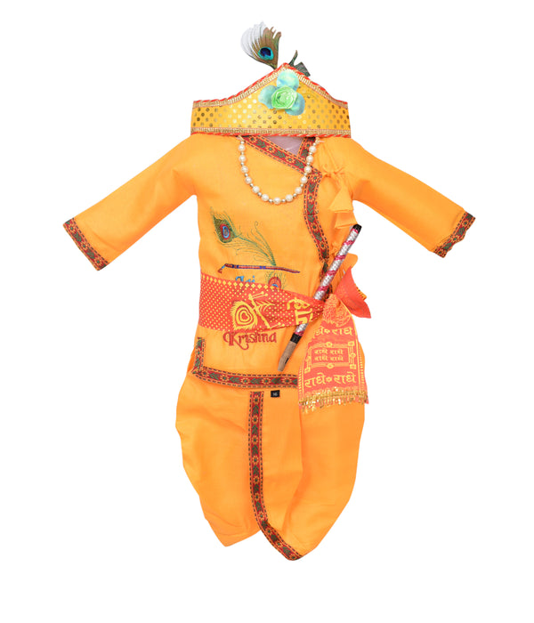 Ahhaaaa Kids Ethnic Cotton Krishna Dress for Janamashtami, Kurta and Dhoti Pant Set for Boys
