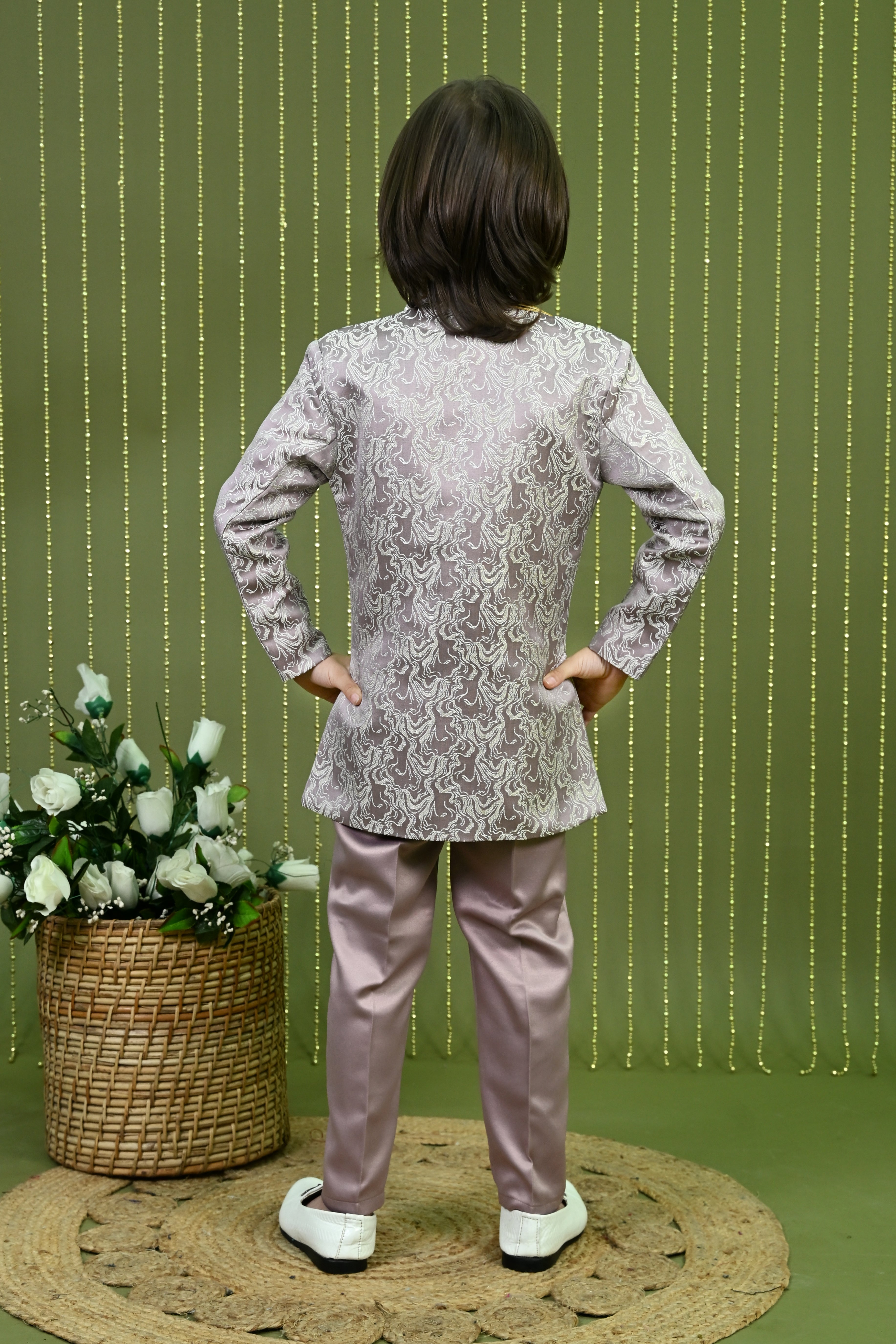 Ahhaaaa Boys Jodhpuri Sherwani Suit – 2 Piece Jacquard Set