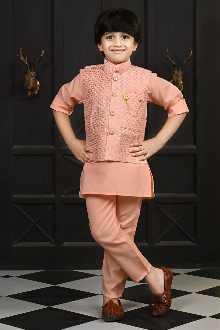 Ahhaaaa Traditional Indian Wear Bollywood Indo-Western Sherwani for Boys Pink