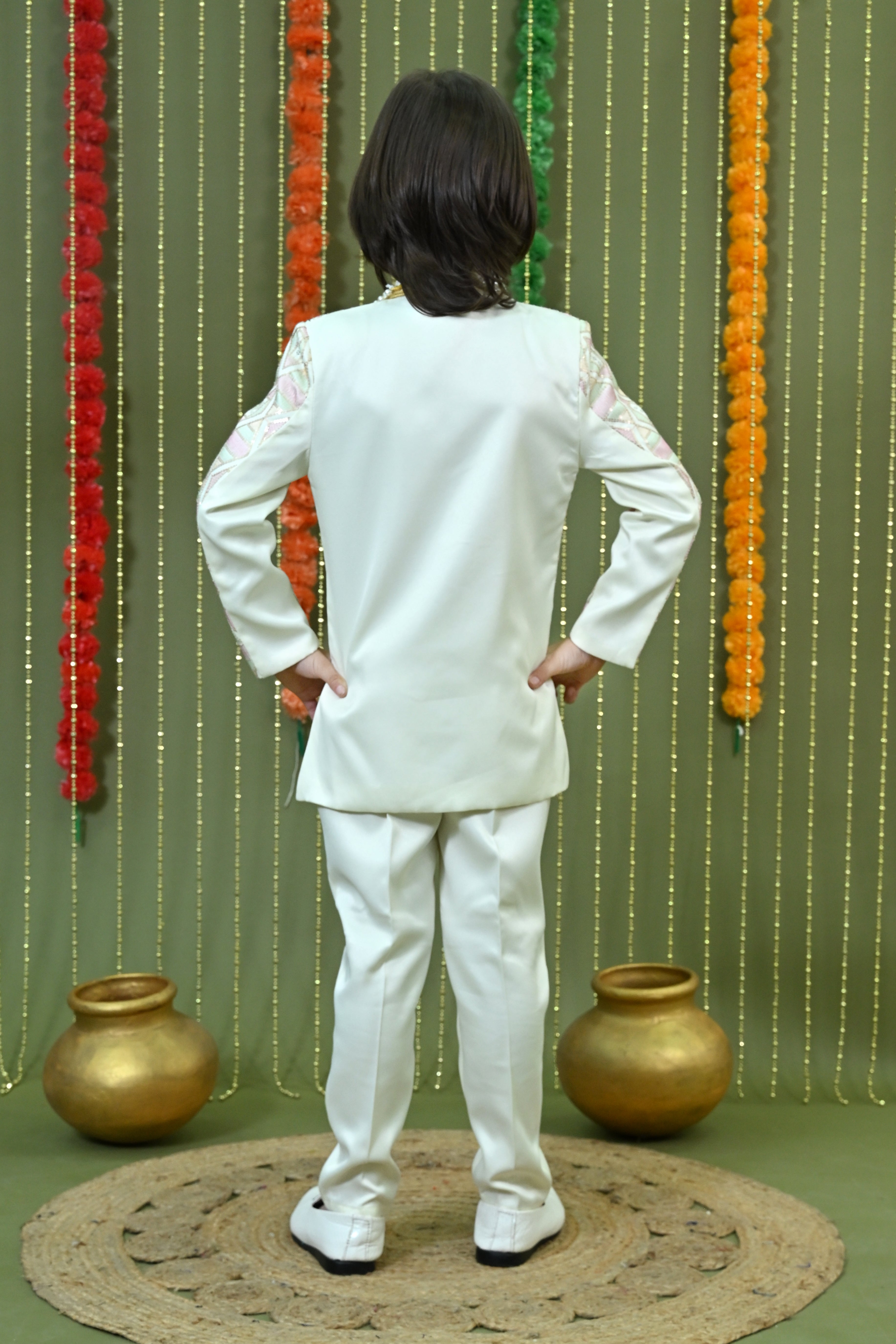 Ahhaaaa Boys Jodhpuri Sherwani Suit – 2 Piece Set with Embroidered Sequin Work