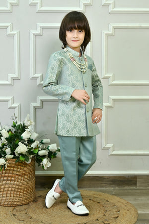 Ahhaaaa Boys Jodhpuri Sherwani Suit – 2 Piece Jacquard Set