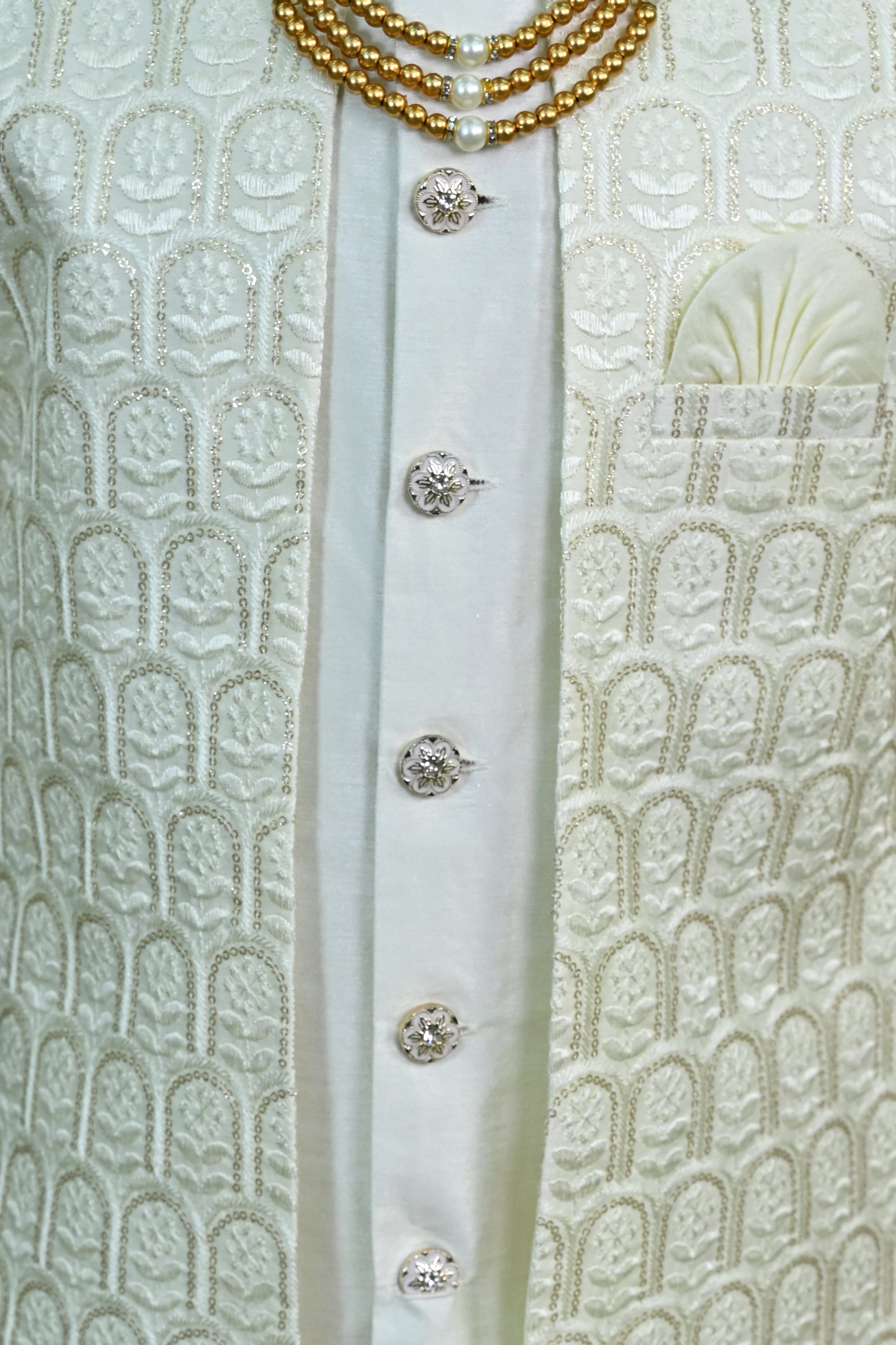 Ahhaaaa Regal Dupian Silk Indo-Western Sherwani Set for Boys with Tonal Embroidery