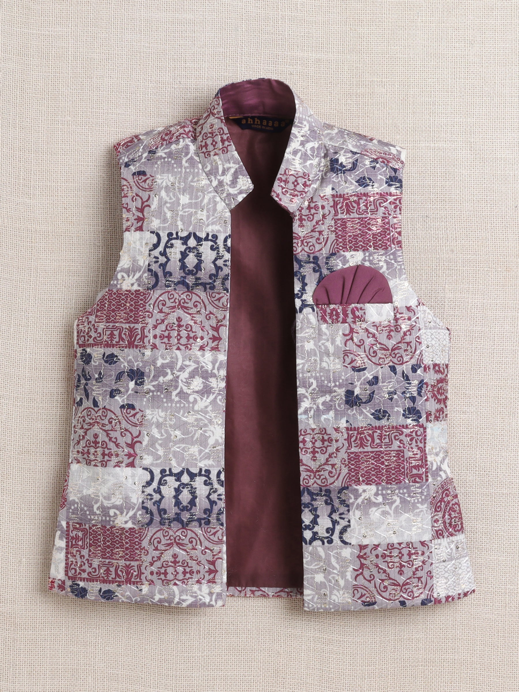 Ahhaaaa Boy's Festive Kurta Jacket Set | Printed Nehru Jacket w/Kurta Pyjama | Ethnic Kids Party Wear | Traditional Indian Outfit
