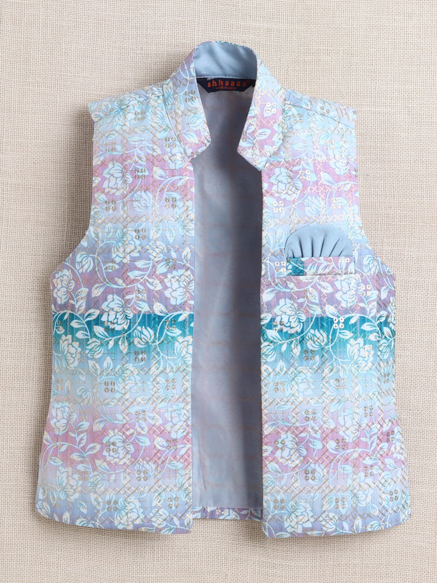 Ahhaaaa Boy's Festive Kurta Jacket Set | Printed Nehru Jacket w/Kurta Pyjama | Ethnic Kids Party Wear | Traditional Indian Outfit