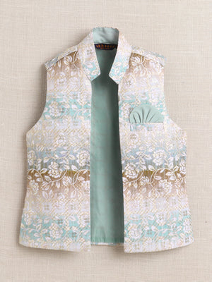 Ahhaaaa Boy's Festive Kurta Jacket Set | Printed Nehru Jacket w/Kurta Pyjama | Ethnic Kids Party Wear | Traditional Indian Outfit