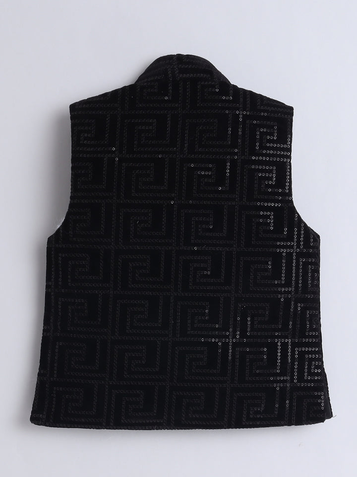 Ahhaaaa Boy's Sequin Embellished Work Waistcoat ,Velvet Sherwani Set|Ideal for any Festivals and Cultural Occasion