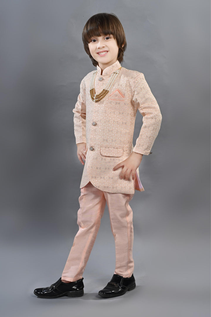 Ahhaaaa Kids Ethnic Indo-Western 2-Piece Traditional Wedding Jodhpuri Style Sherwani For Boys