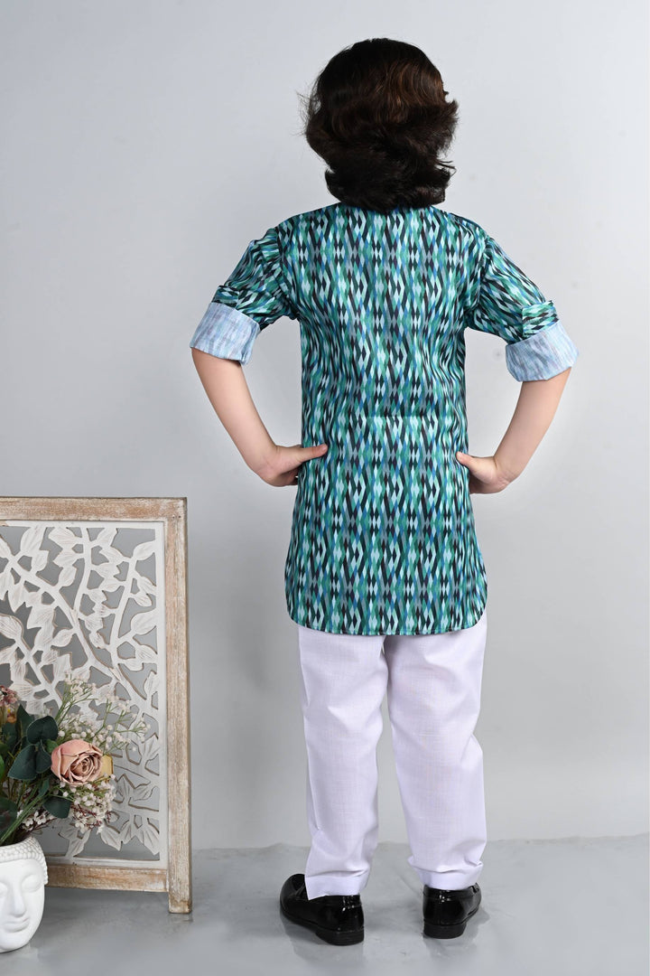 Ahhaaaa Kid's Indian Ethnic Wear Floral Printed Kurta and Patiala Set for Boys