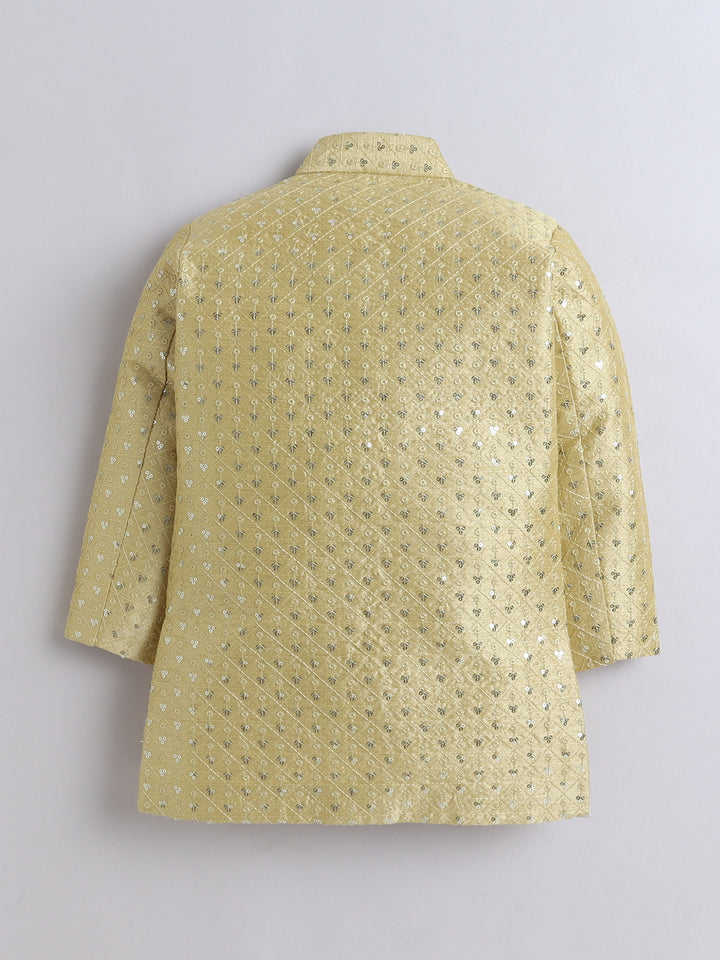 Ahhaaaa Boy's Ethnic Cotton Silk Blend Nehru Modi Jacket Kurta & Pyjama Set for Boys|Sequin Embellished Ethnic Set|Ideal for any Festivals/Weddings Occasion