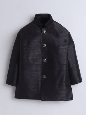 Ahhaaaa Boy's Velvet 3-Piece Indo-Western Set|Kids Sequin Embellished Work, Velvet Sherwani Set