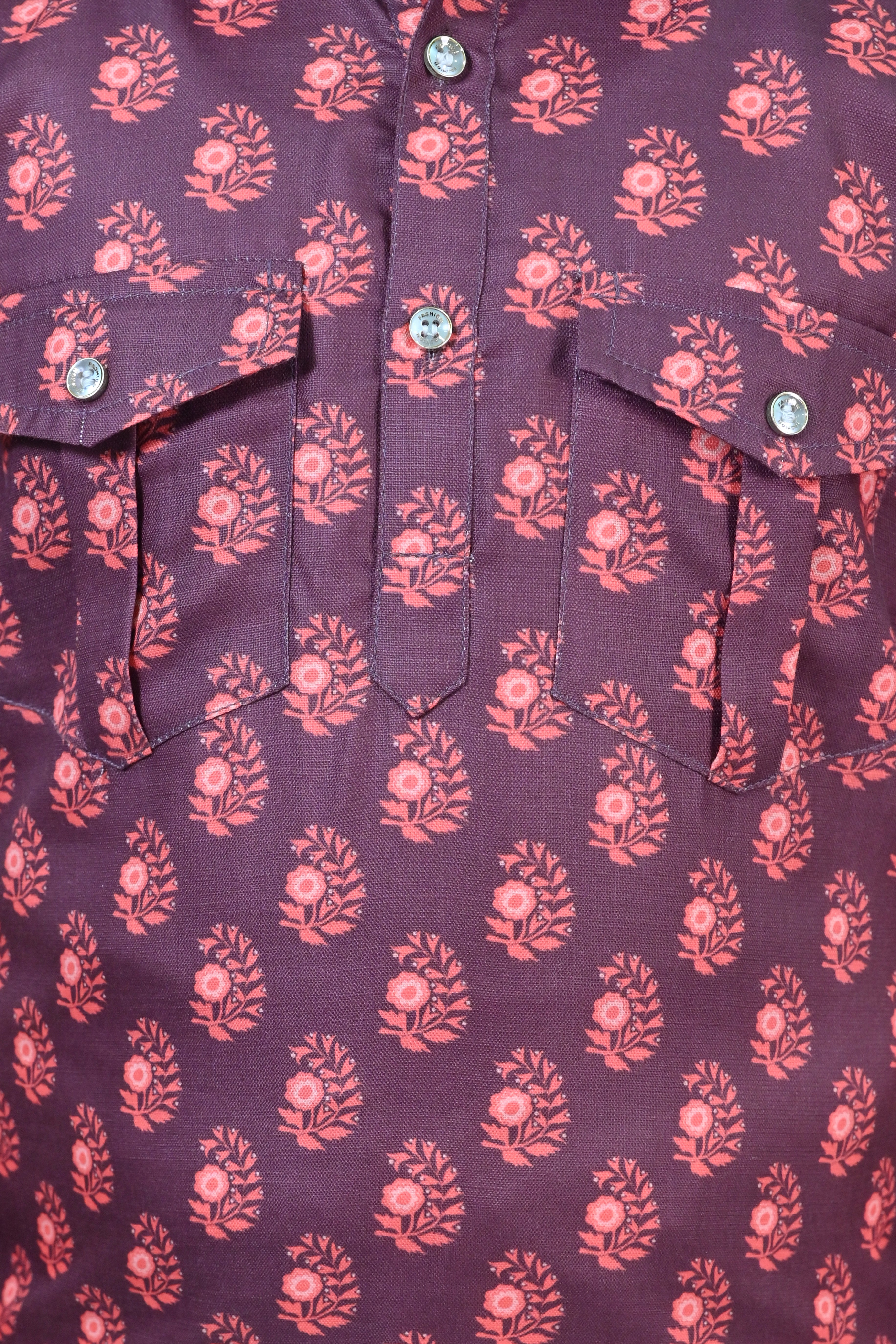 Ahhaaaa Floral Boys' Pathani Kurta Pajama Set - Eid & Ramadan Festive Wear for Kids