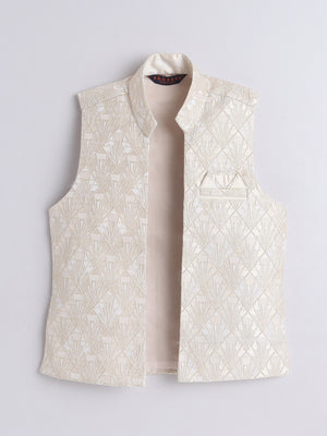 Ahhaaaa Kids Ethnic Silk Blend Waistcoat Kurta Pyjama Sherwani Set For Boys