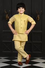 Ahhaaaa Traditional Indian Wear Bollywood Indo-Western Sherwani for Boys Yellow
