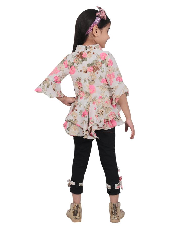 Ahhaaaa Kids Floral Top and Ankle Length Jeans for Girls - ahhaaaa.com