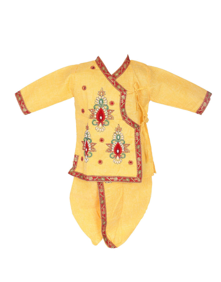 Ahhaaaa Cotton Kids Krishna Handicraft Dress Kurta with Dhoti Pant for Boys - ahhaaaa.com