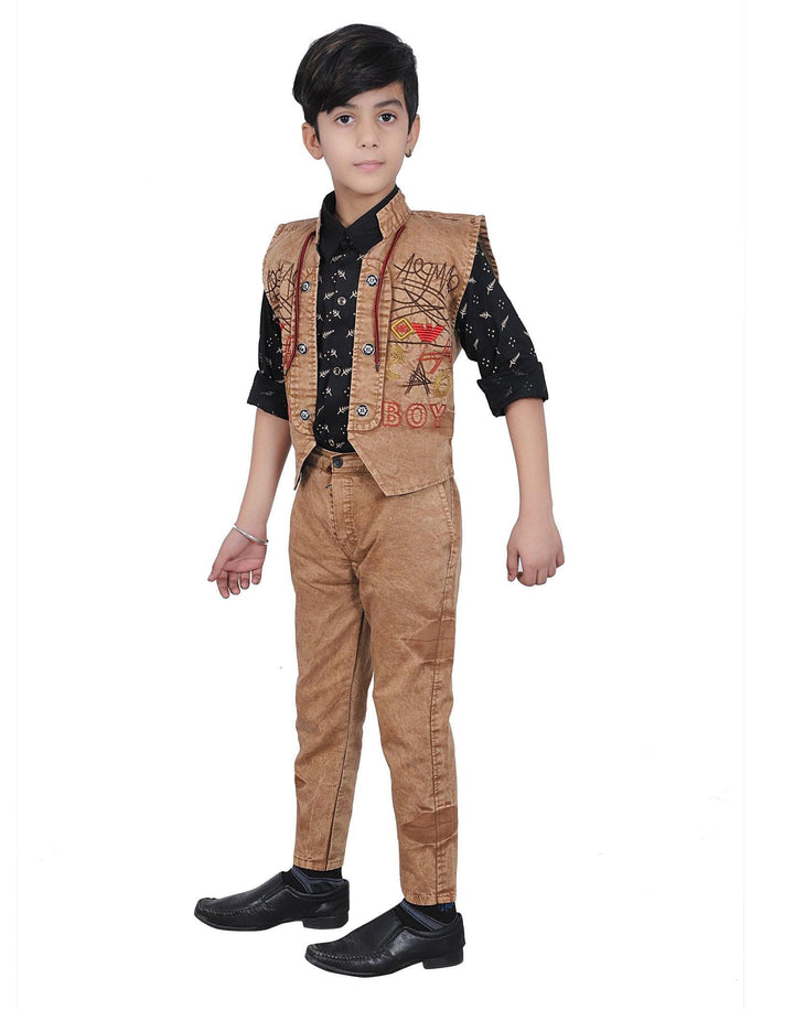 Ahhaaaa Kids Ethnic Cotton Blend Waistcoat and Pant Shirt For Boys - ahhaaaa.com