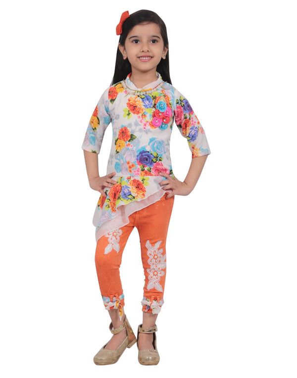 Ahhaaaa Kids Floral Top and Ankle Length Jeans for Girls - ahhaaaa.com