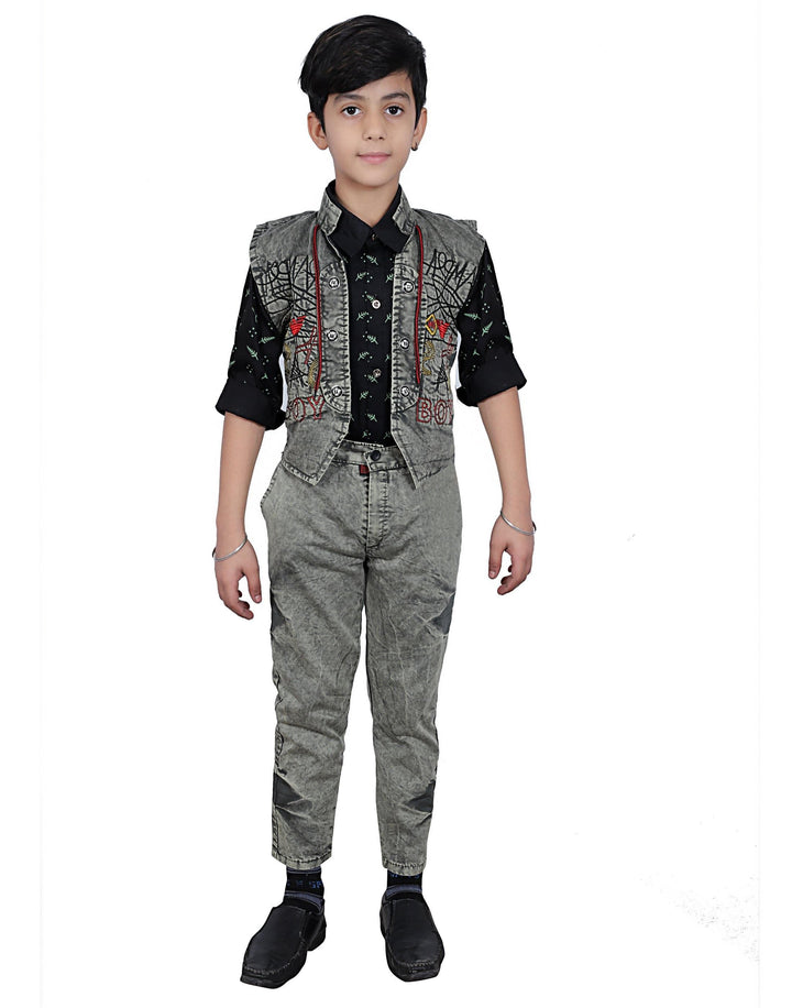 Ahhaaaa Kids Ethnic Cotton Blend Waistcoat and Pant Shirt For Boys - ahhaaaa.com