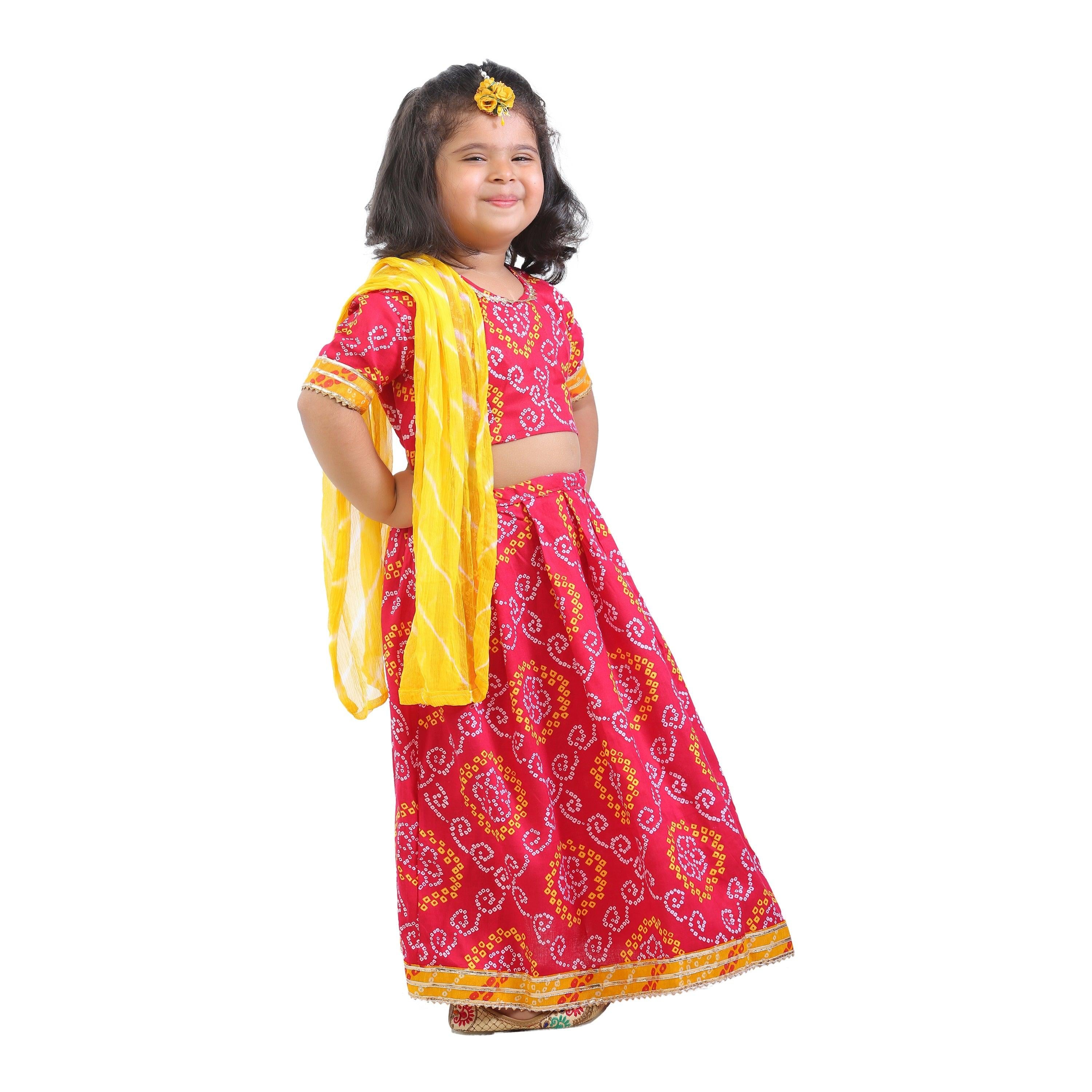 Ahhaaaa Kids Ethnic Cotton Blend Radha Dress Lehenga Choli Chania Choli Set Baby  Girls – ahhaaaa.com